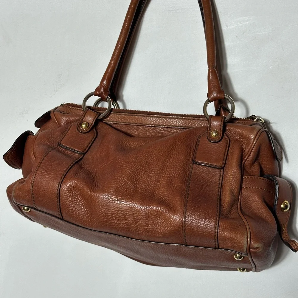 Vintage 90s Y2K Tod's Brown Leather Shoulder Bag with Timeless Design City Bag - Picture 3 of 7